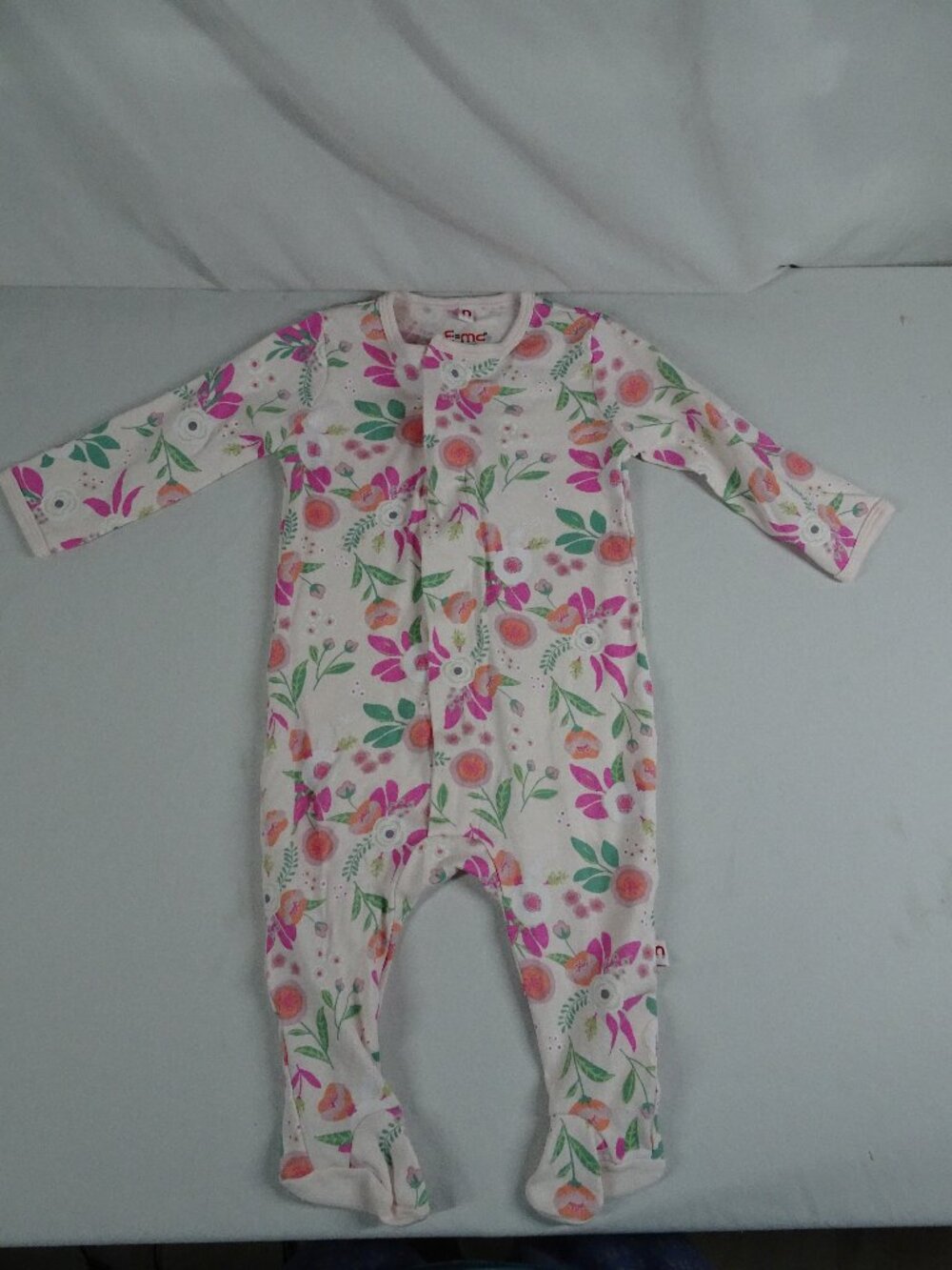 E=MC Easy = Magnetic Close Baby Girl Floral Footie One Piece  Size 3-6 Month